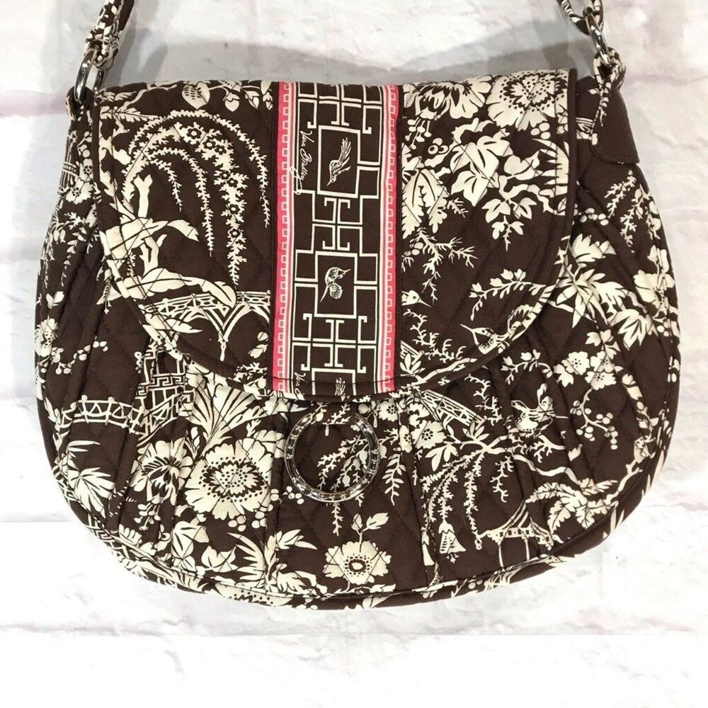 Vera Bradley Womens Imperial Toile Tote Bag Brown Hummingbird Floral Zipper M - Picture 11 of 12
